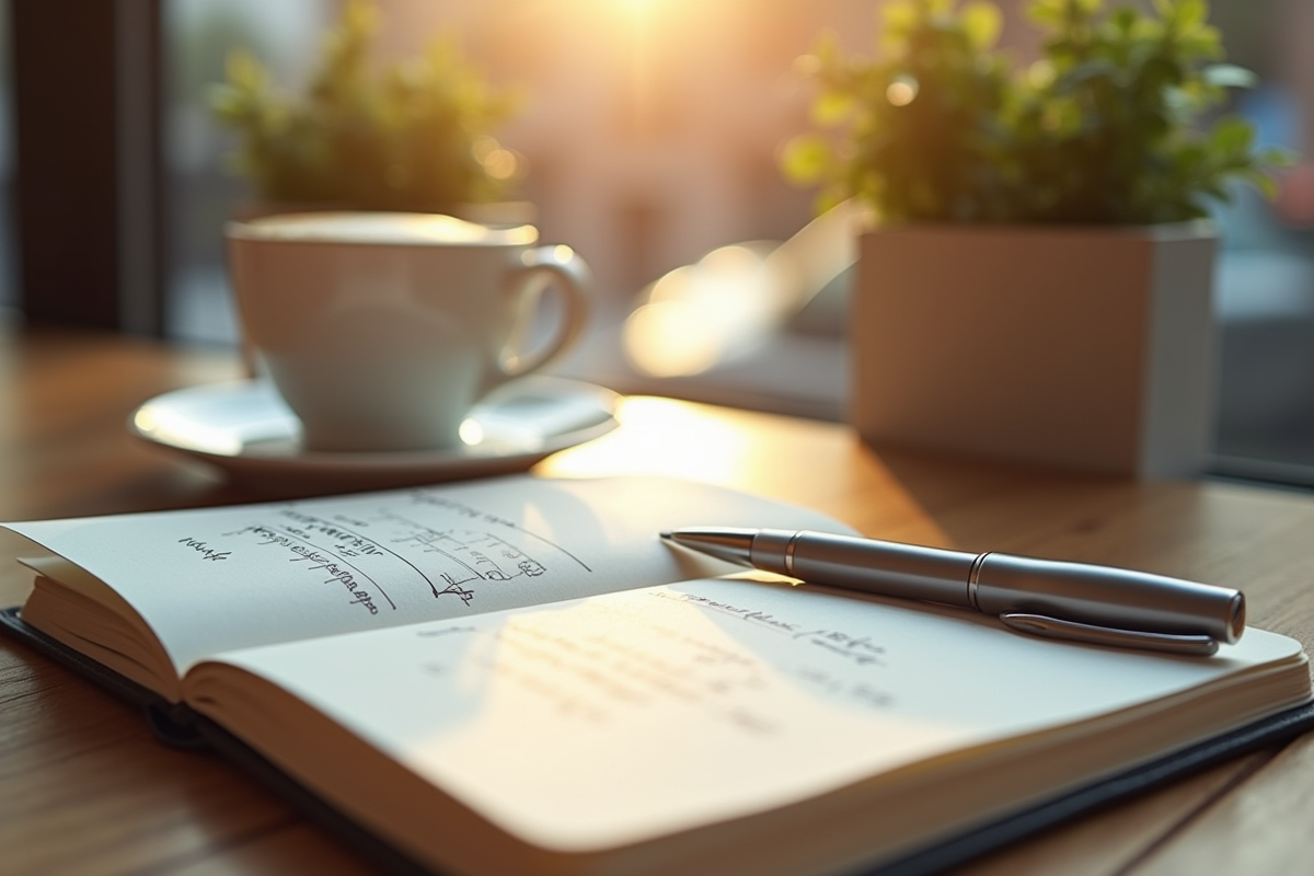 Carnet ouvert avec calculs sur les taux d