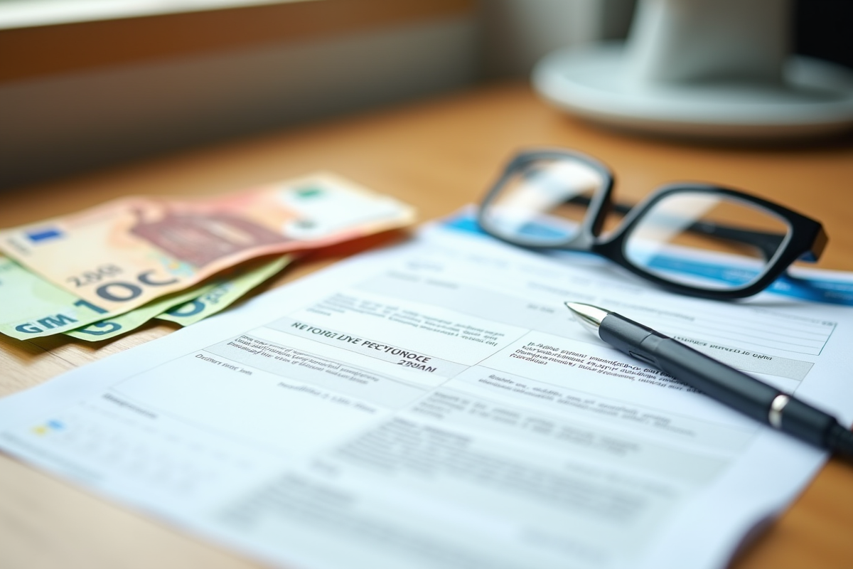 Document de retraite français avec billets d