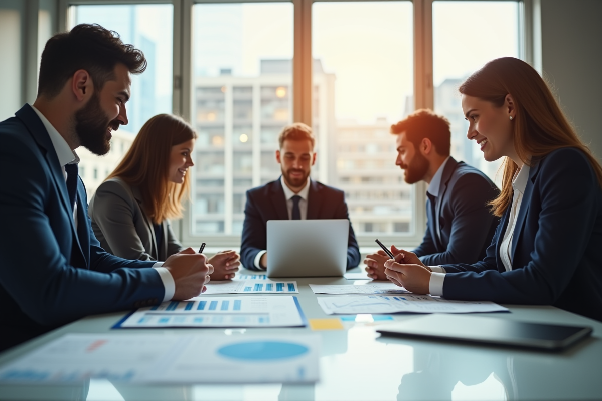 Groupe de professionnels analysant des documents financiers