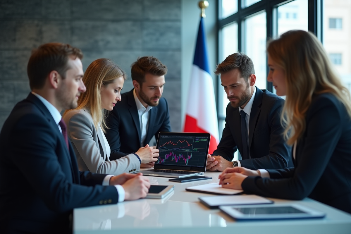 Groupe de professionnels analysant des graphiques crypto en France