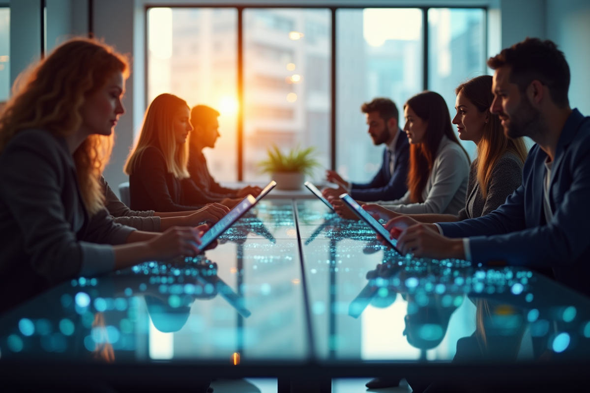 Groupe diversifié collaborant autour d