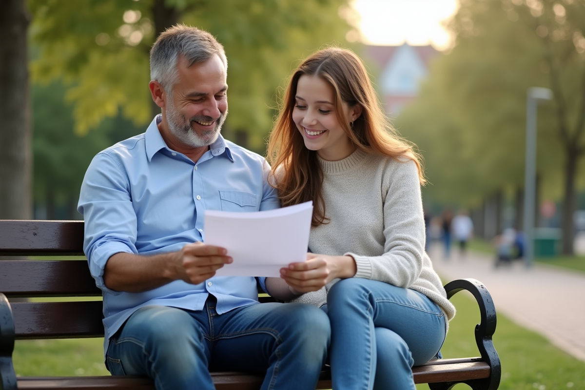 Père et fille discutant d
