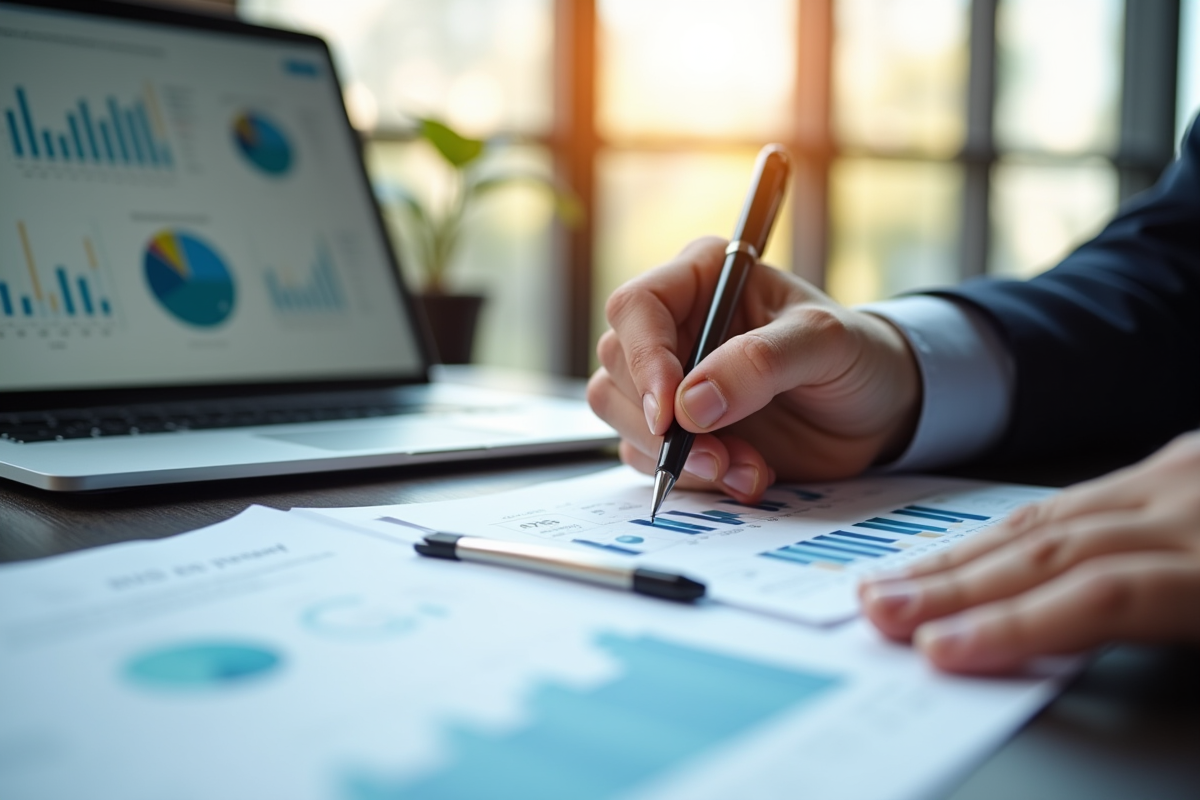 Personne en affaires signant des documents financiers au bureau
