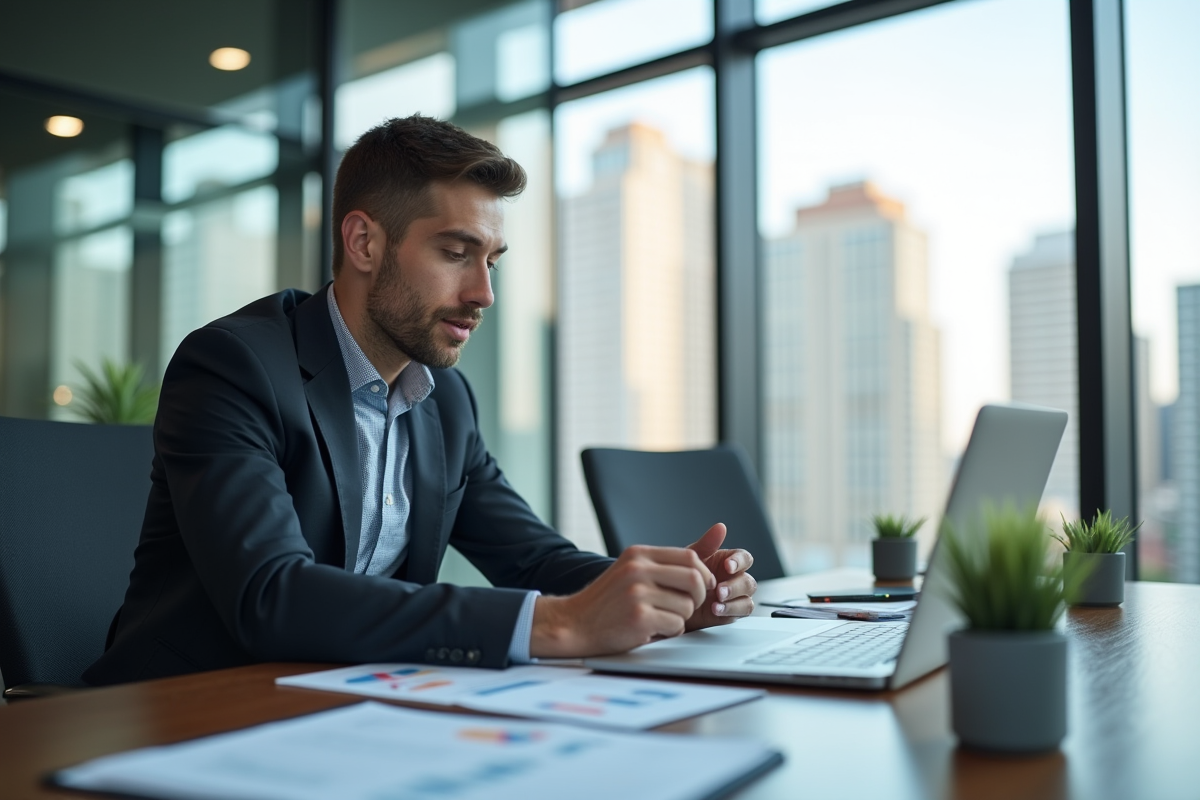 Professionnel d'affaires confiant dans un bureau moderne