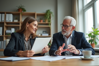 Femme et homme en réunion dans un bureau professionnel