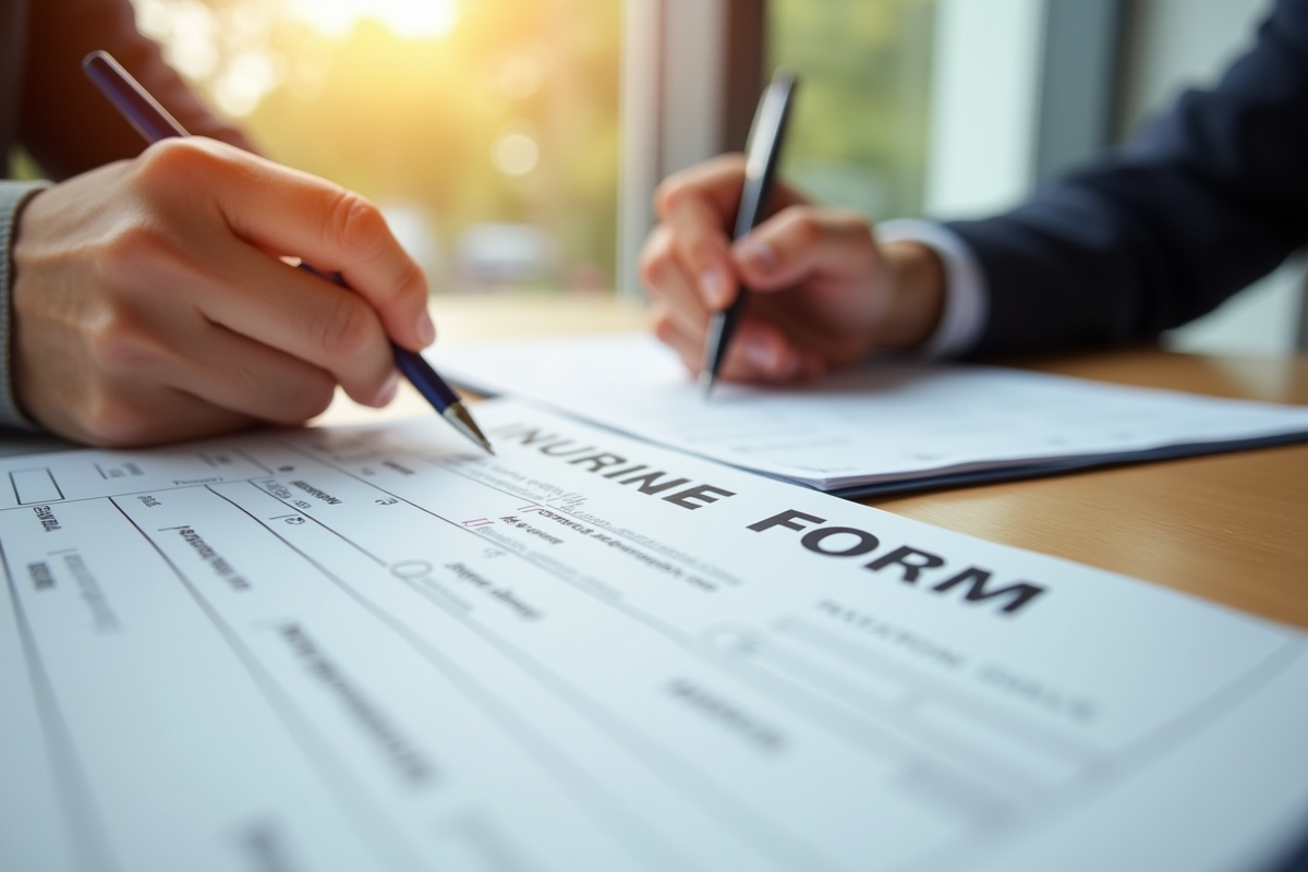 Mains remplissant un formulaire d