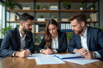 Groupe de professionnels en réunion d'affaires